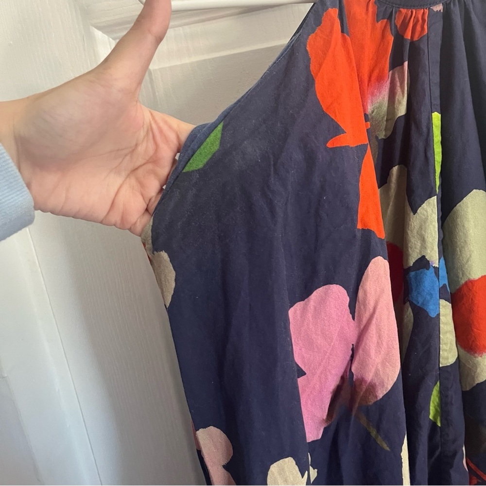 Anthropologie Navy Floral Halter Midi Dress - Picture 4 of 11